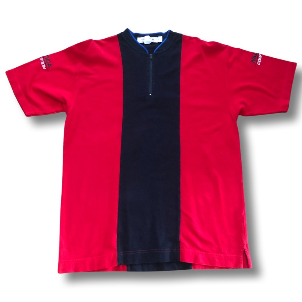 Vintage Nautica Competition Quarter Zip Short Sleeve Size L